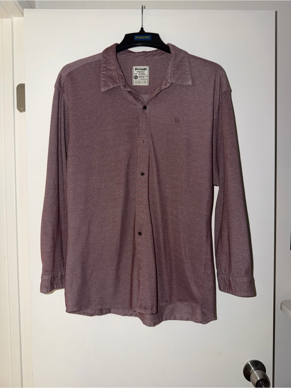 YoungLA Men's Long Sleeve Button-Up Shirt - Mauve